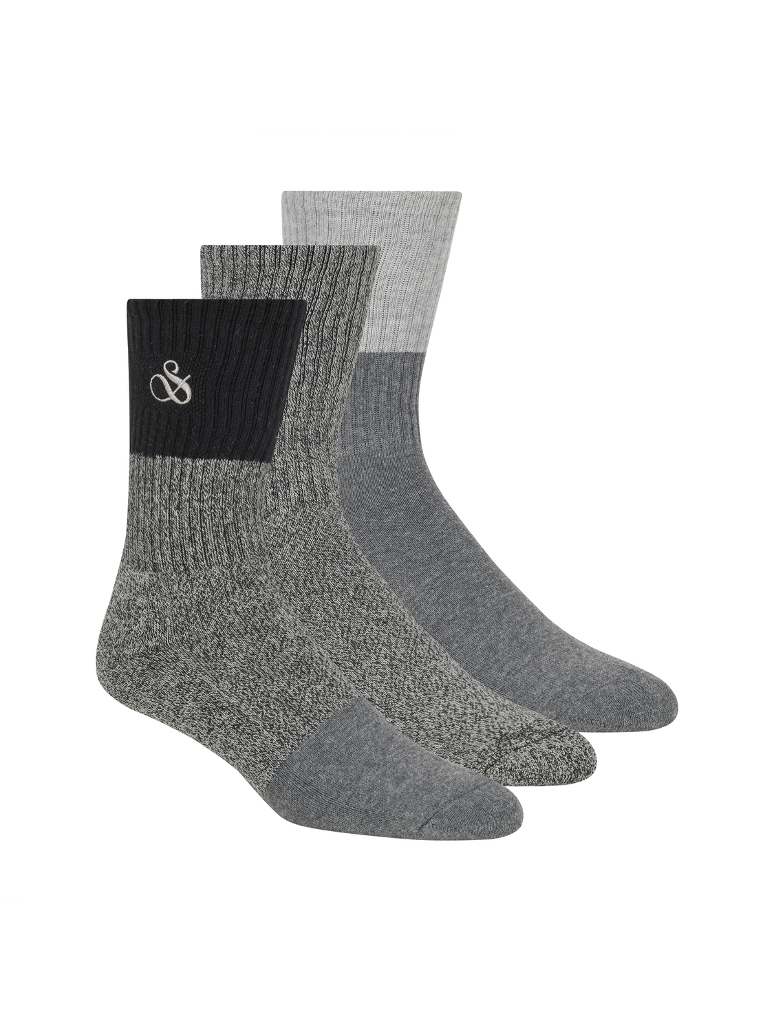 3Pk Mens 1/2 Terry Cotton Crew