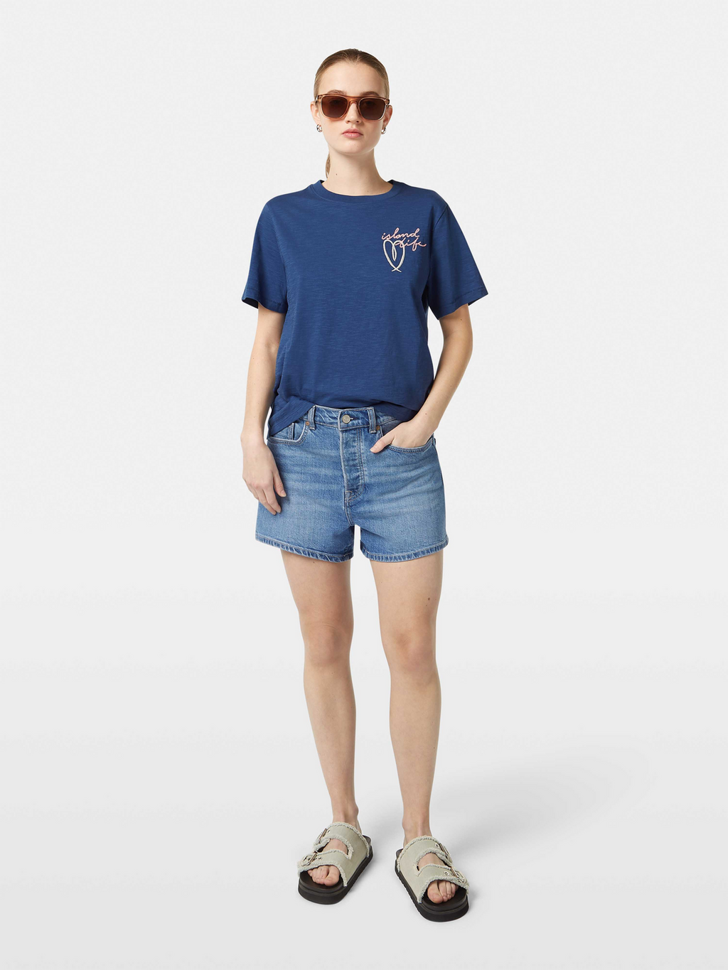 Embroidered Island Life Regular-Fit T-Shirt
