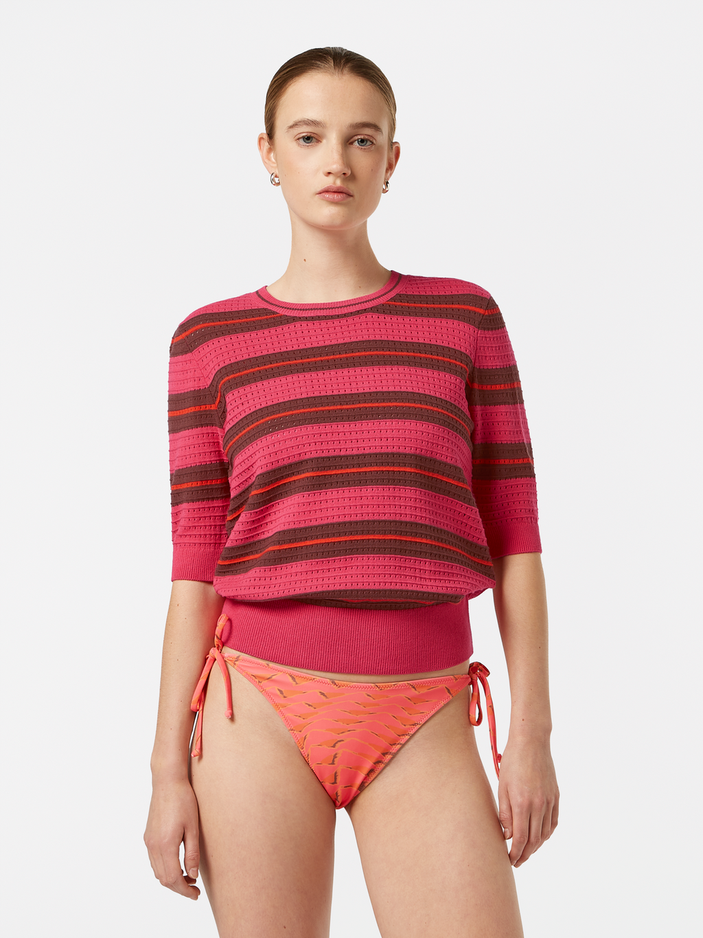 Pointelle Relaxed Short Sleeve Pullover