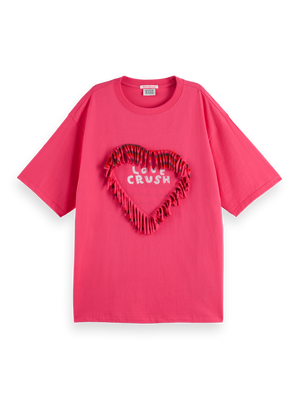 Love Crush Fringed Heart Oversized-Fit T-Shirt