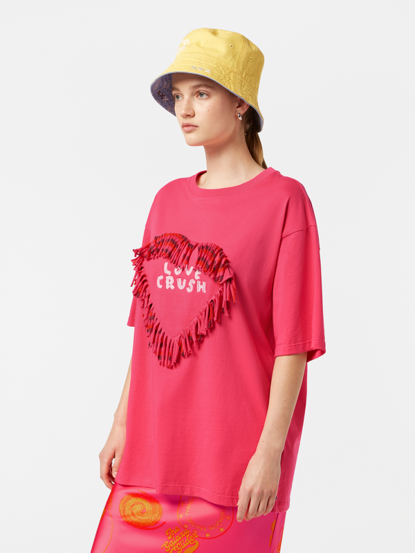 Love Crush Fringed Heart Oversized-Fit T-Shirt