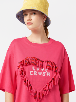 Love Crush Fringed Heart Oversized-Fit T-Shirt