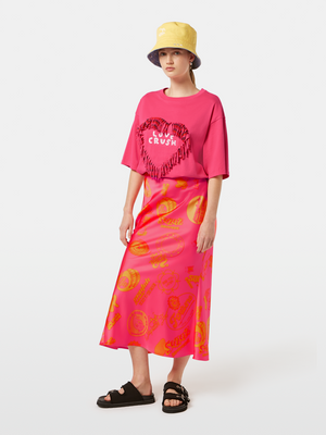 Love Crush Fringed Heart Oversized-Fit T-Shirt