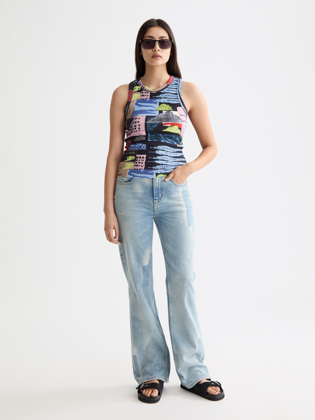 All Over Printed Rib Racer Tank