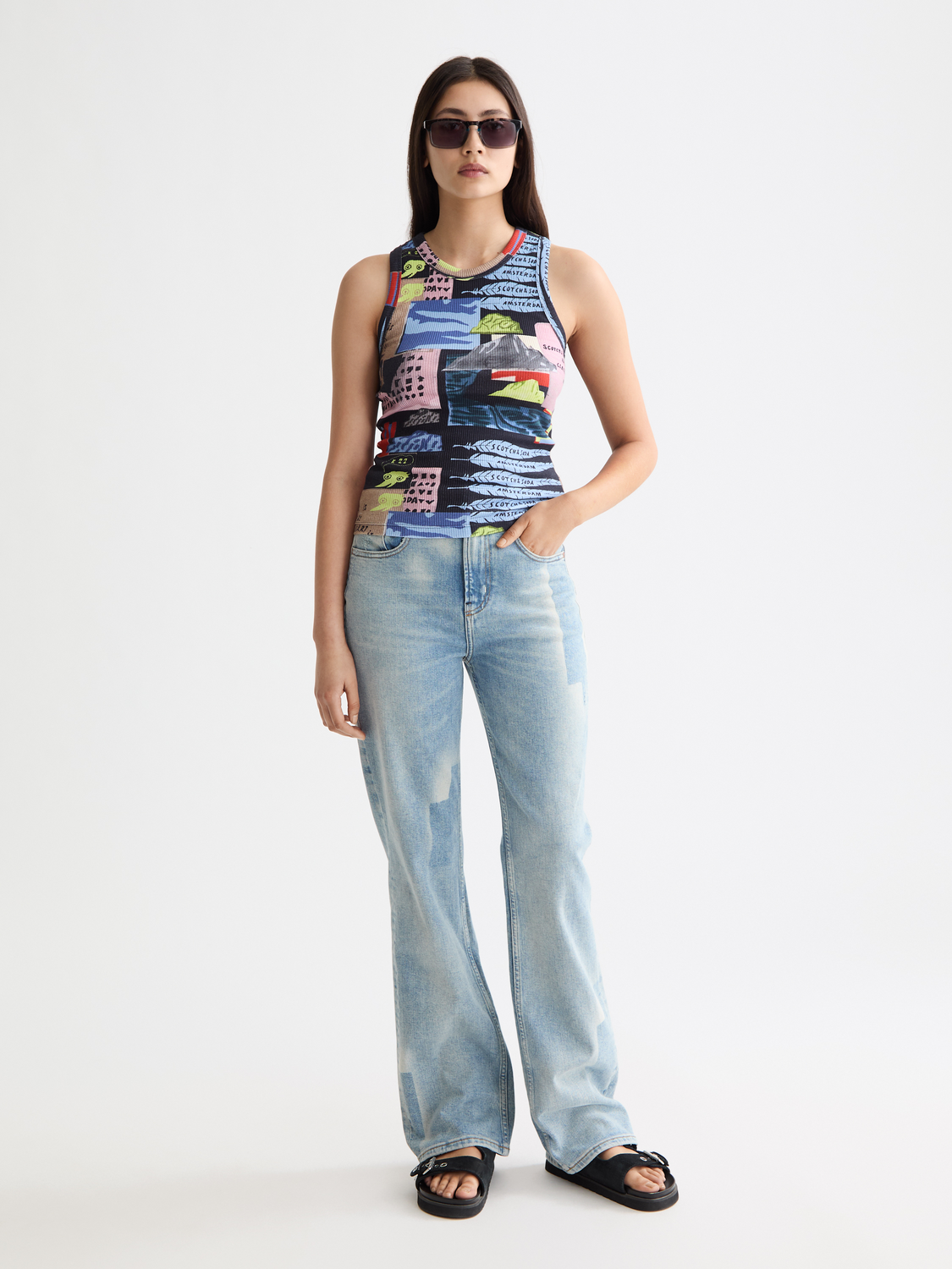 All Over Printed Rib Racer Tank