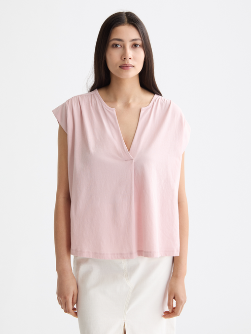 T-shirt drapé à col en V