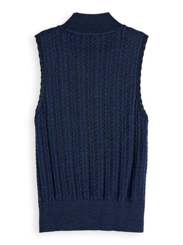 Metallic Pointelle Knitted Tank