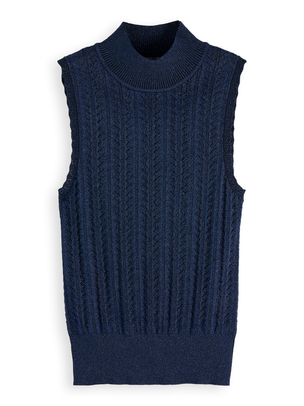 Metallic Pointelle Knitted Tank