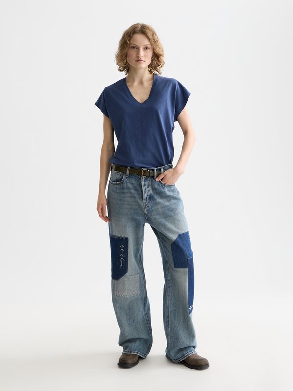 V-Neck T-Shirt With Ampersand Embroidery