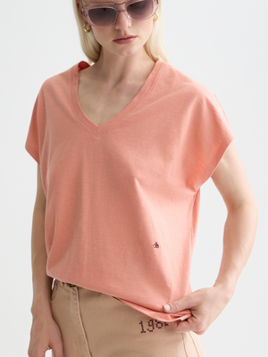 V-Neck T-Shirt With Ampersand Embroidery