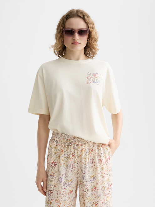 T-shirt ample effet délavé avec imprimé