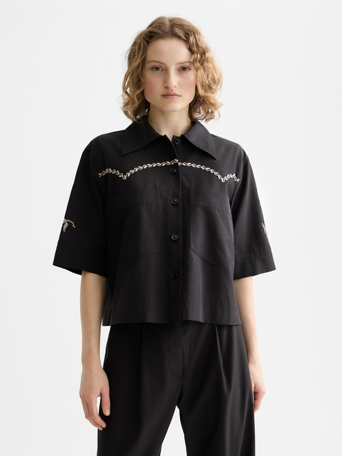 Chemise à manches courtes coupe droite