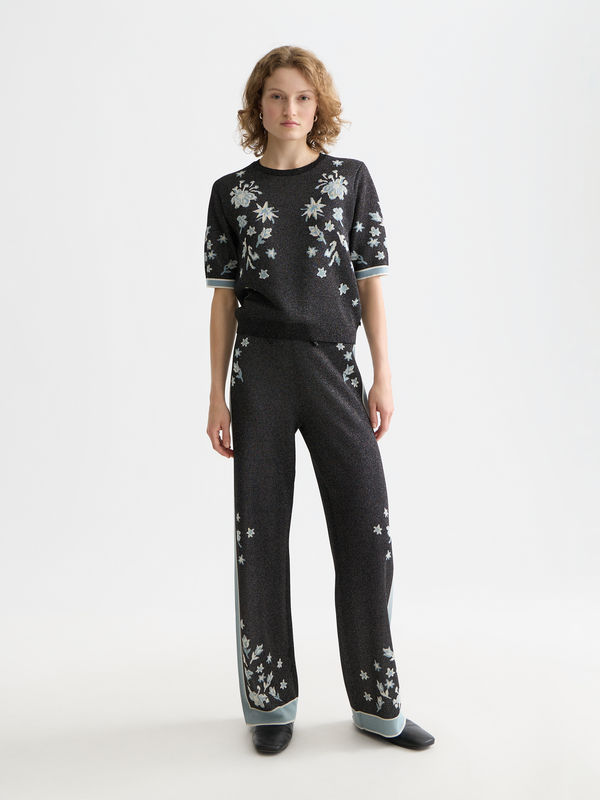 Jacquard-Kurzarm-Pullover