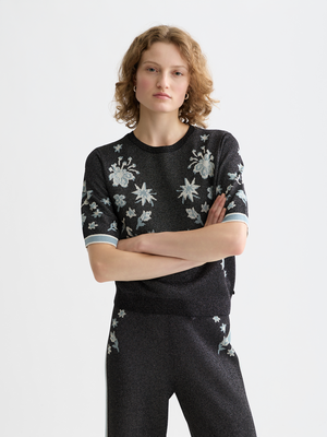 Jacquard-Kurzarm-Pullover