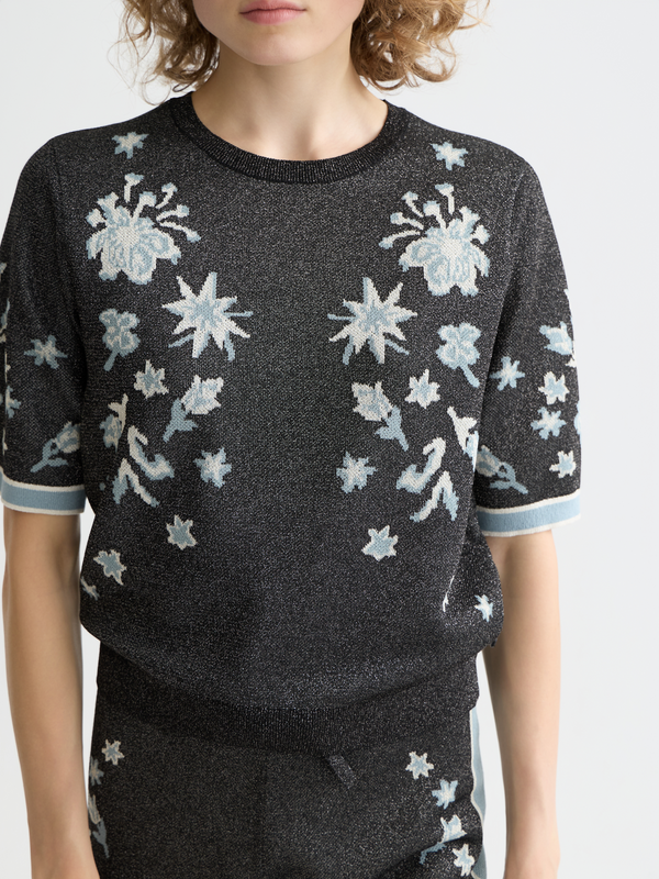 Jacquard-Kurzarm-Pullover