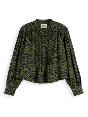 Printed Pintuck Shirt