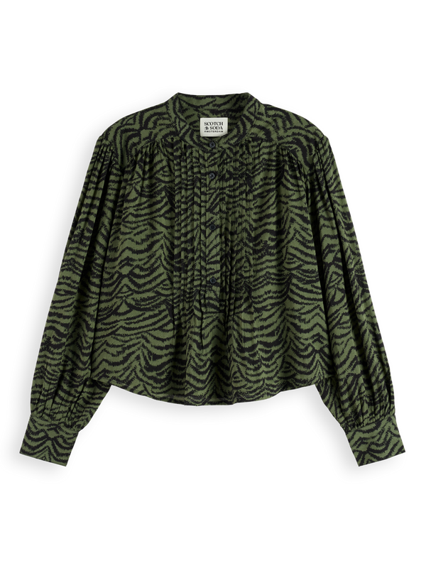 Printed Pintuck Shirt