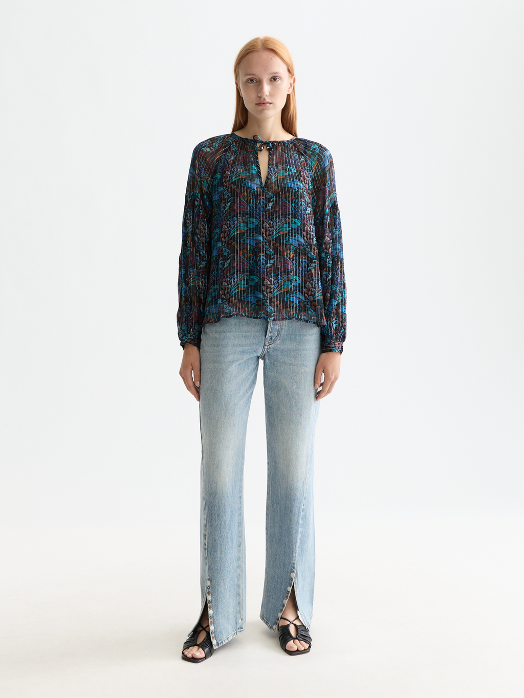 Printed Top With Ties
