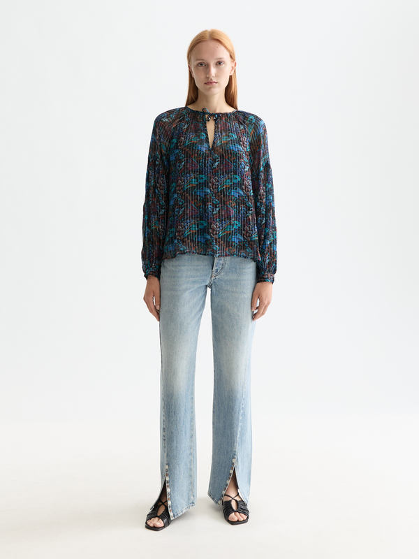 Printed Top With Ties