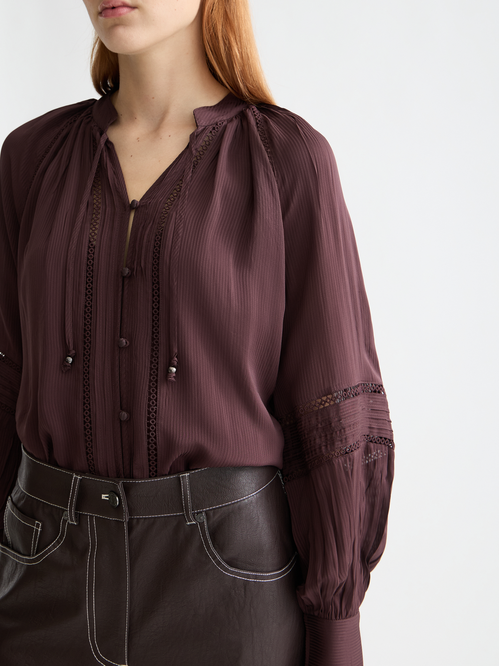 Shirt With Lace And Ties