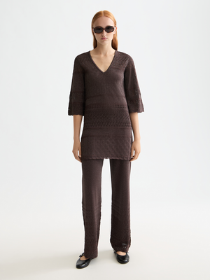 Metallic Pointelle Pullover