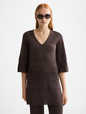 Metallic Pointelle Pullover