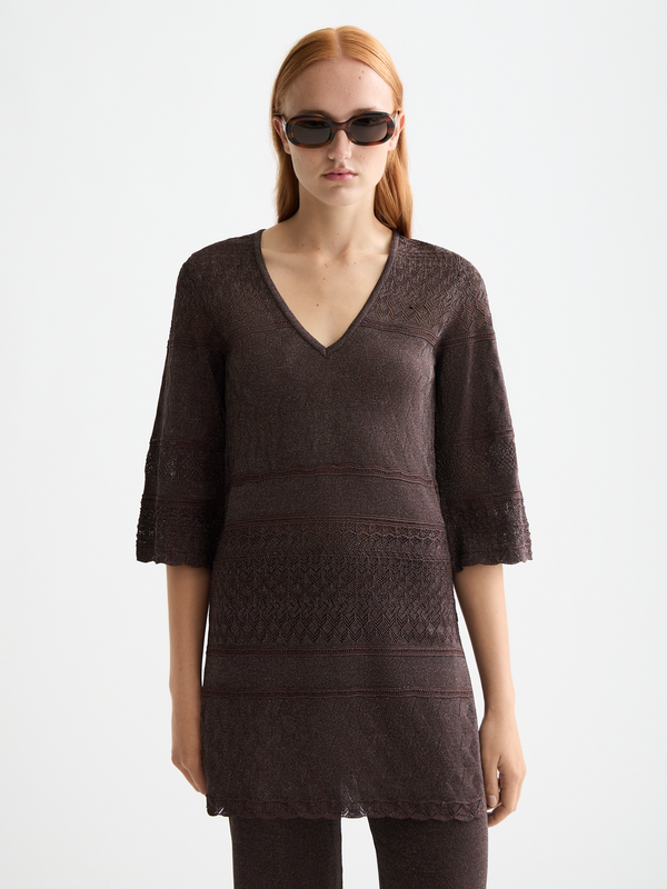 Metallic Pointelle Pullover