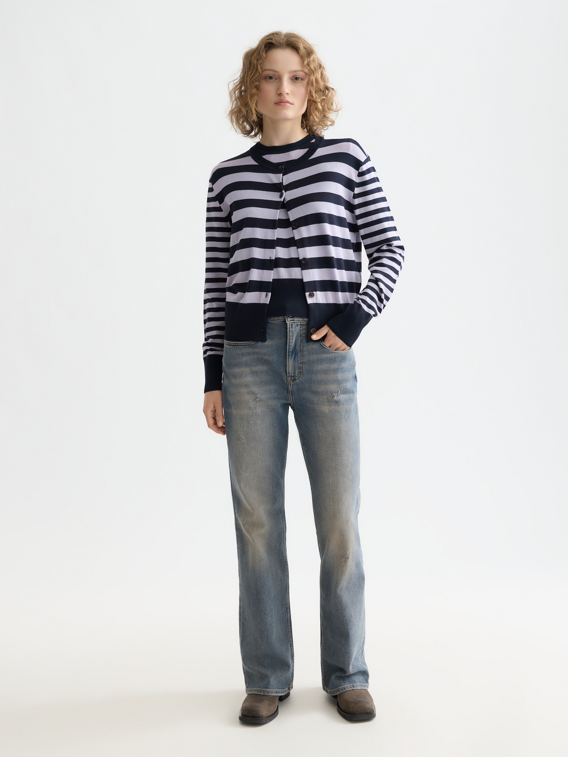 Crew Neck Relaxed Cardigan