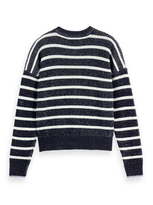 Stripe Tie Neck Pullover