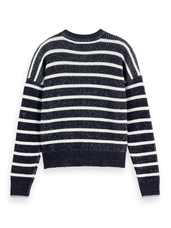 Stripe Tie Neck Pullover
