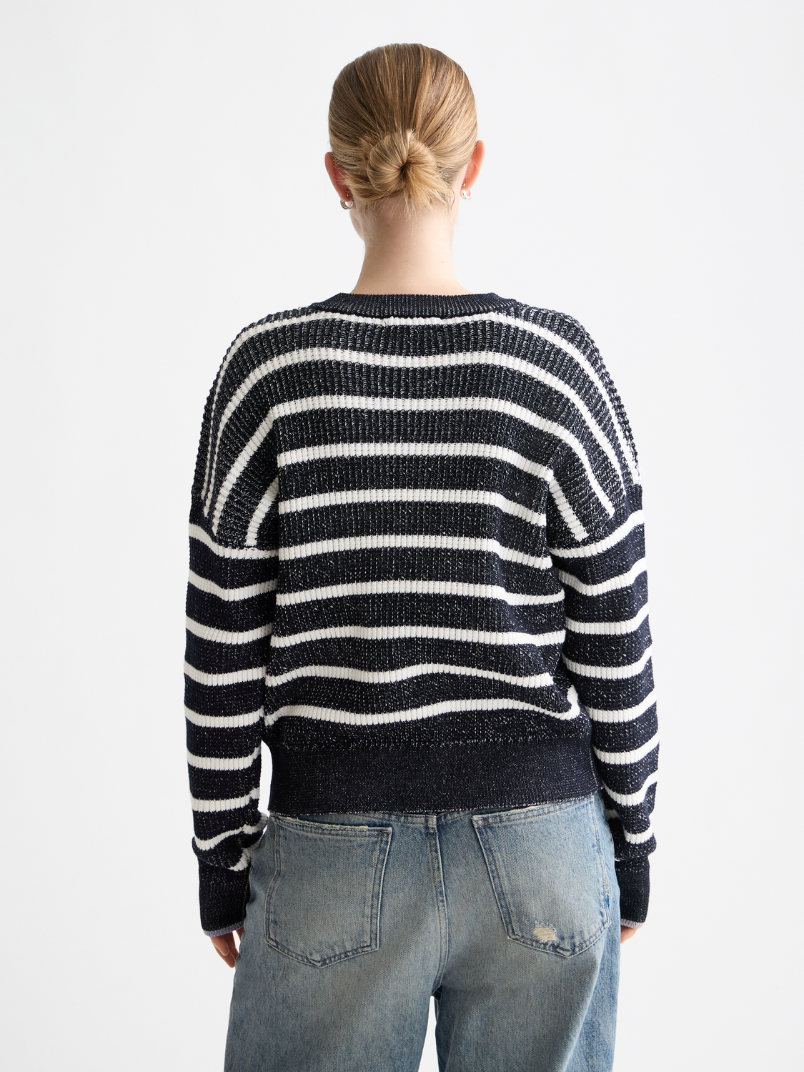 Stripe Tie Neck Pullover