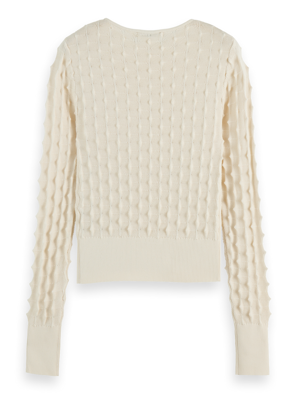 Slash neck textured stitch pullover