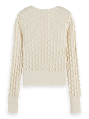 Slash neck textured stitch pullover