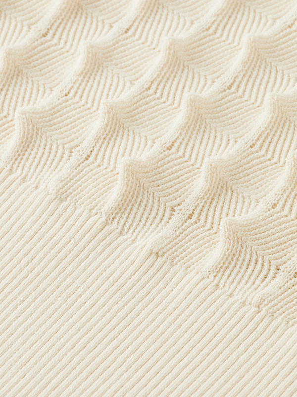Slash neck textured stitch pullover