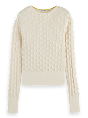 Slash neck textured stitch pullover