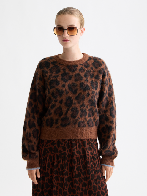 Pull Jacquard duveteux