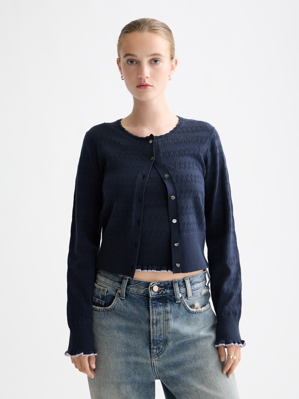Pointelle Knitted Cardigan