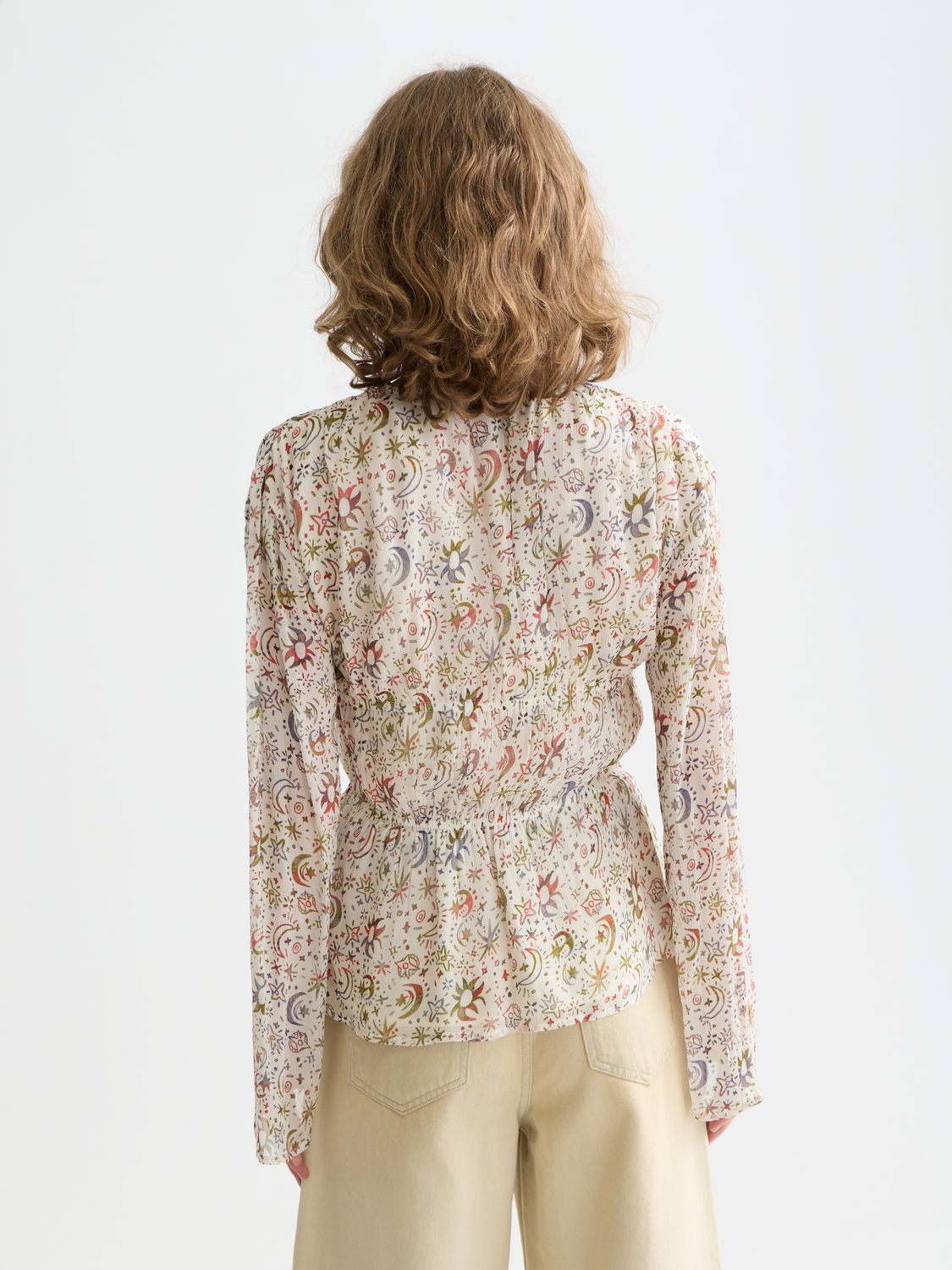 Printed Tied Front Woven Top