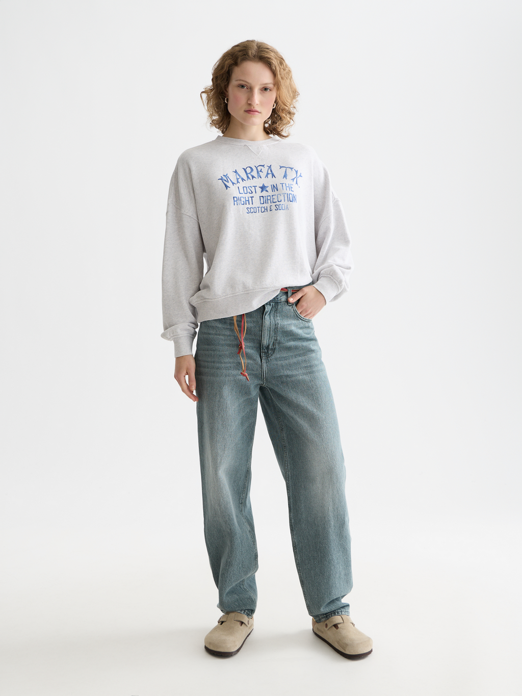 Denim Graphic Oversized Fit Sweatshirt