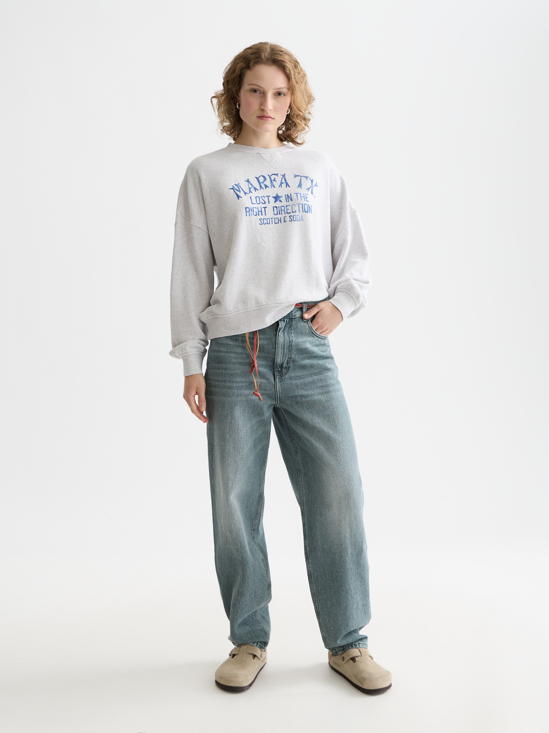 Denim Graphic Oversized Fit Sweatshirt