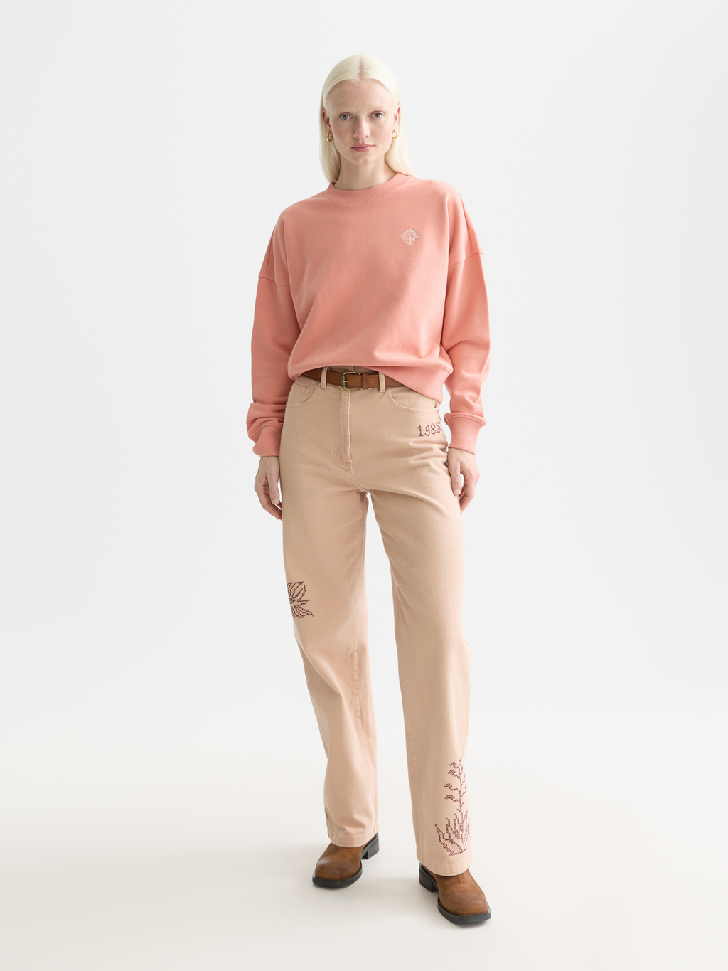 Sweat-shirt coupe décontractée avec logo brodé