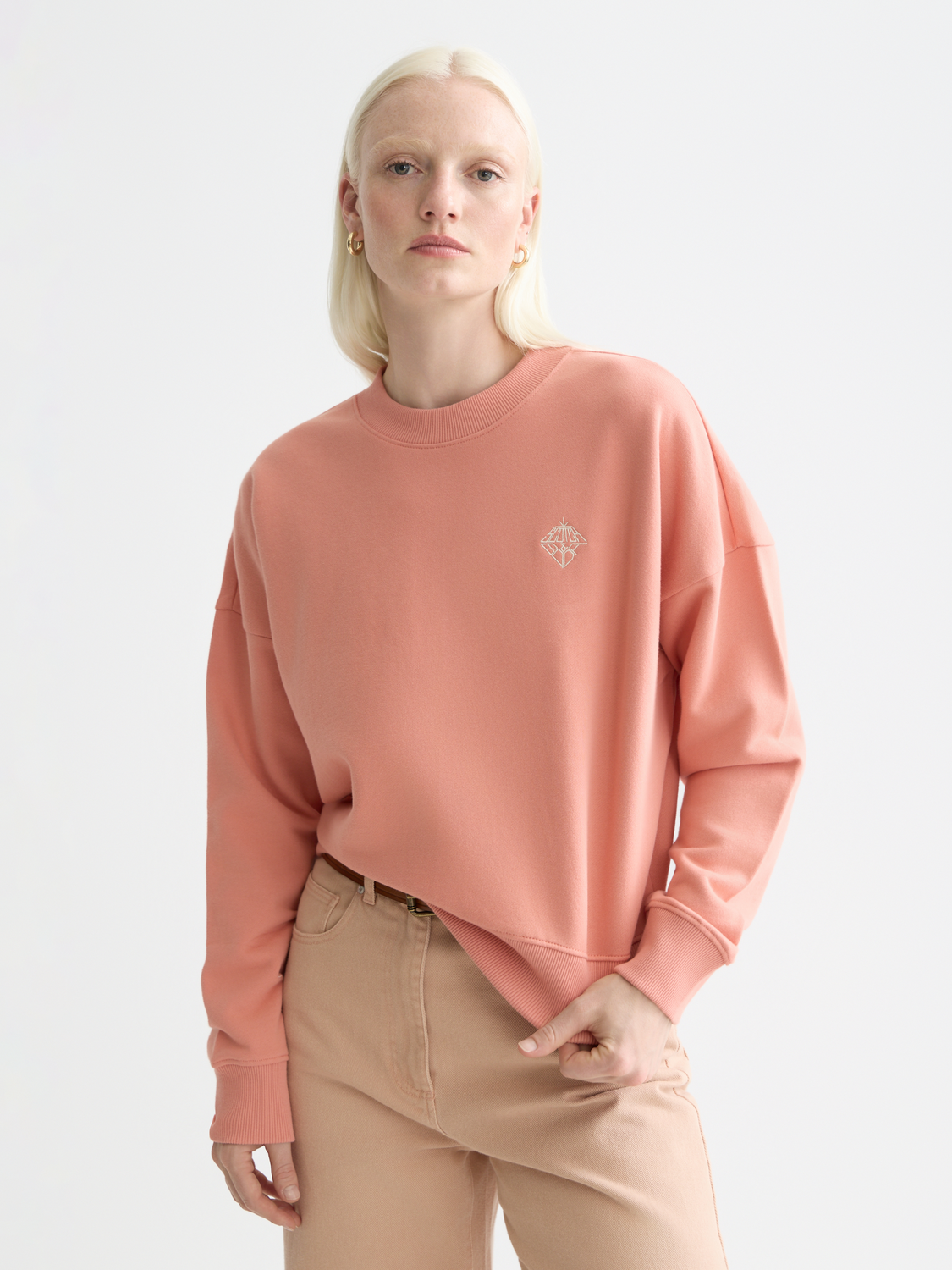 Sweat-shirt coupe décontractée avec logo brodé