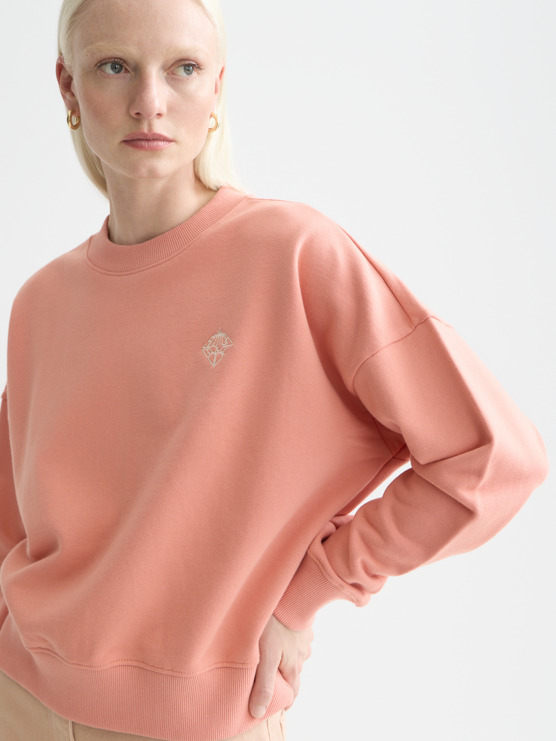 Sweat-shirt coupe décontractée avec logo brodé