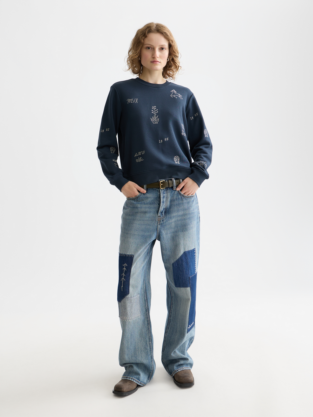 Besticktes Regular-Fit-Sweatshirt