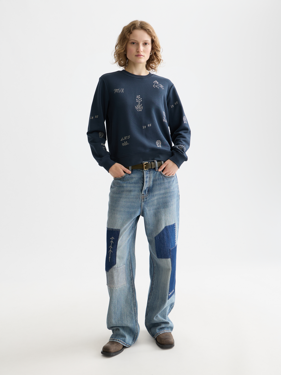 Besticktes Regular-Fit-Sweatshirt