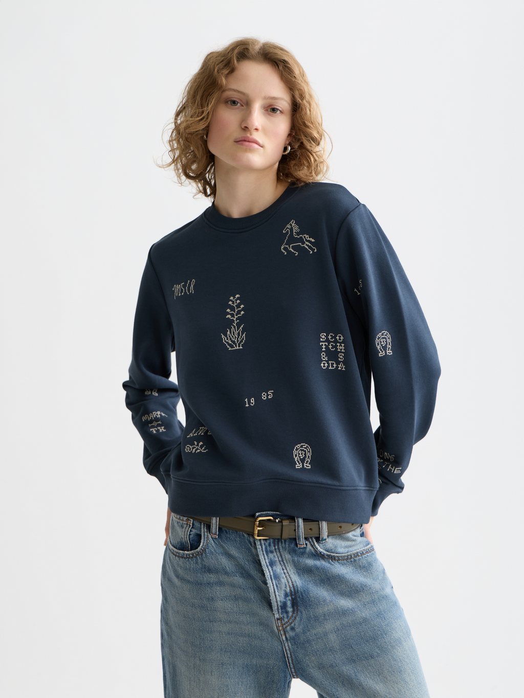 Besticktes Regular-Fit-Sweatshirt