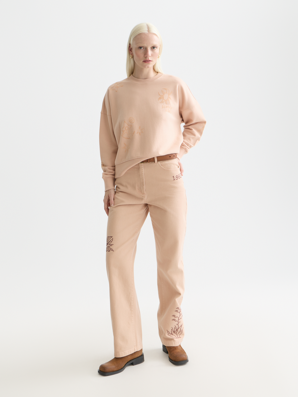 Sweat-shirt coupe décontractée avec imprimé floqué