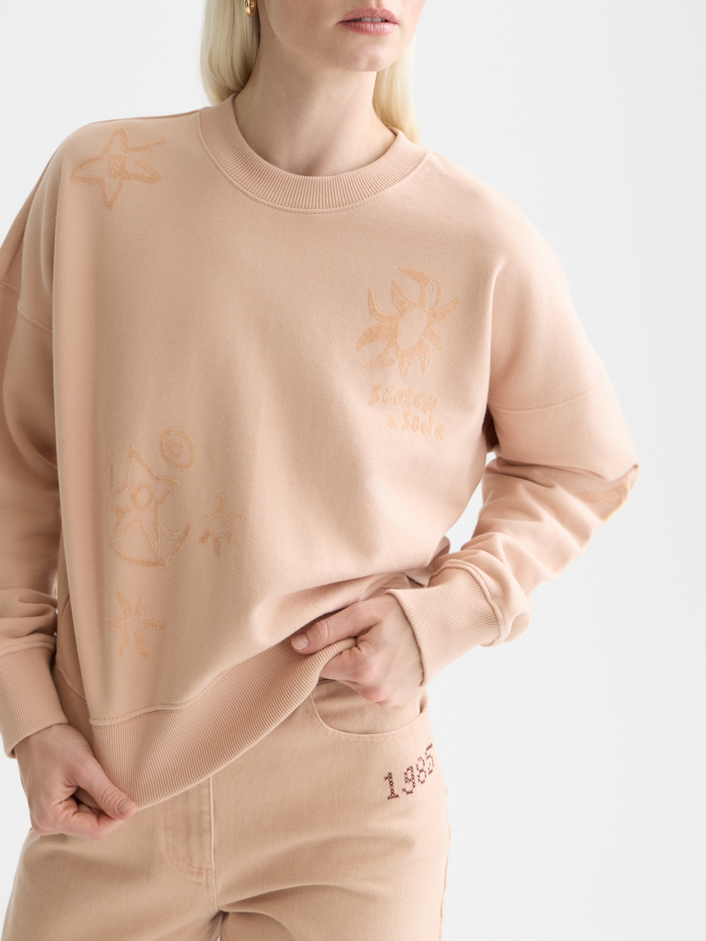Sweat-shirt coupe décontractée avec imprimé floqué