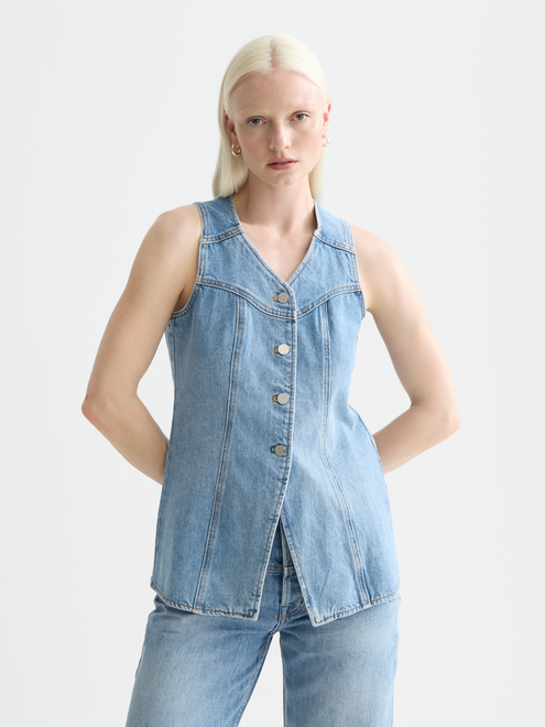 Haut en jean avec détails de coutures western
