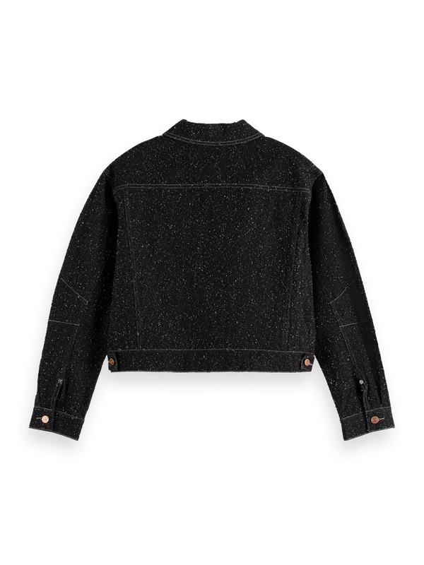 Black denim textured oversized jacket — Black Snow